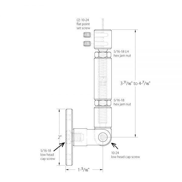 Hinged Bottom Mount Turnbuckle for Gyford WS Wire Systems - WS-A6